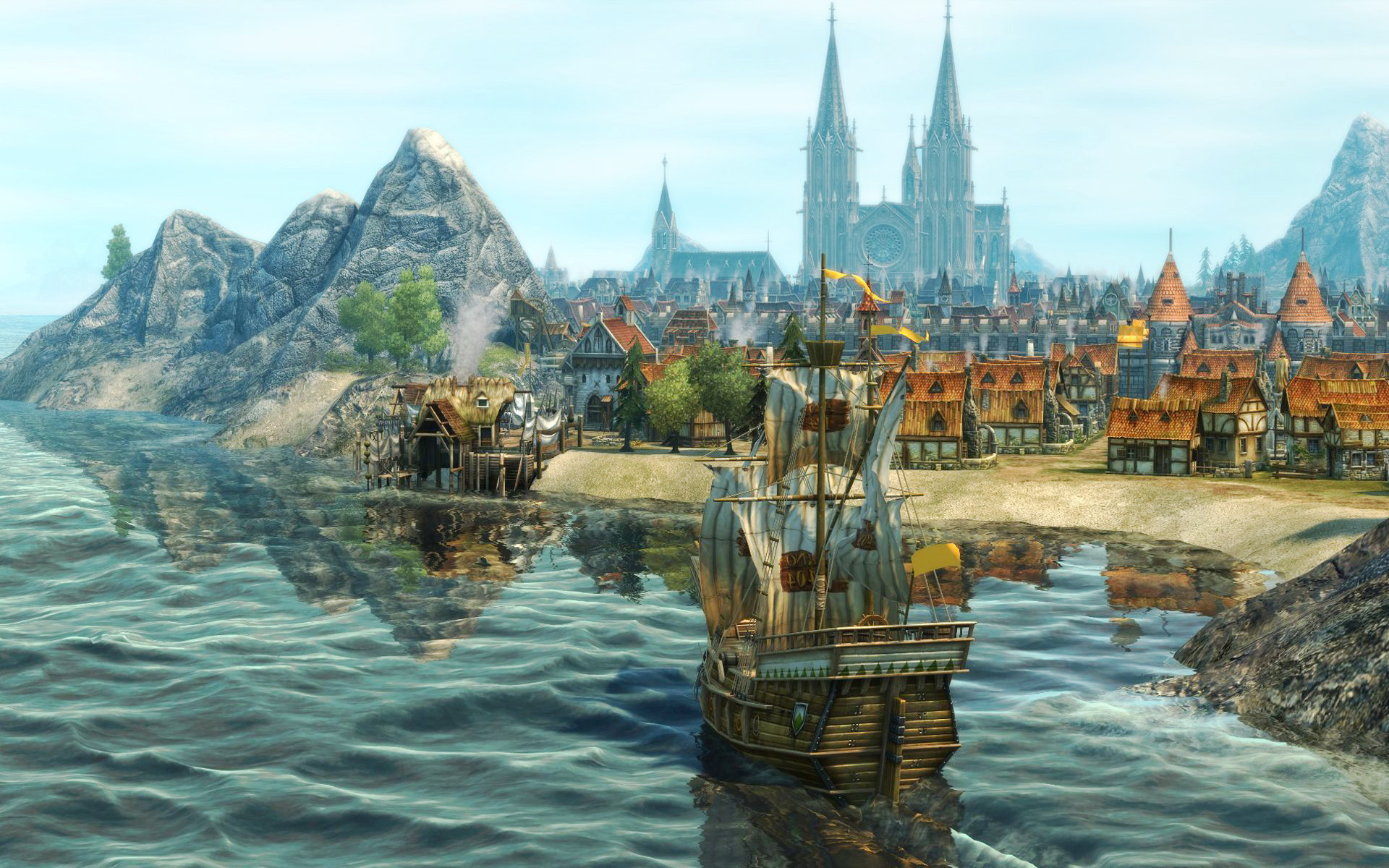 Screenshot Anno 1404 Schiff Stadt Ubisoft