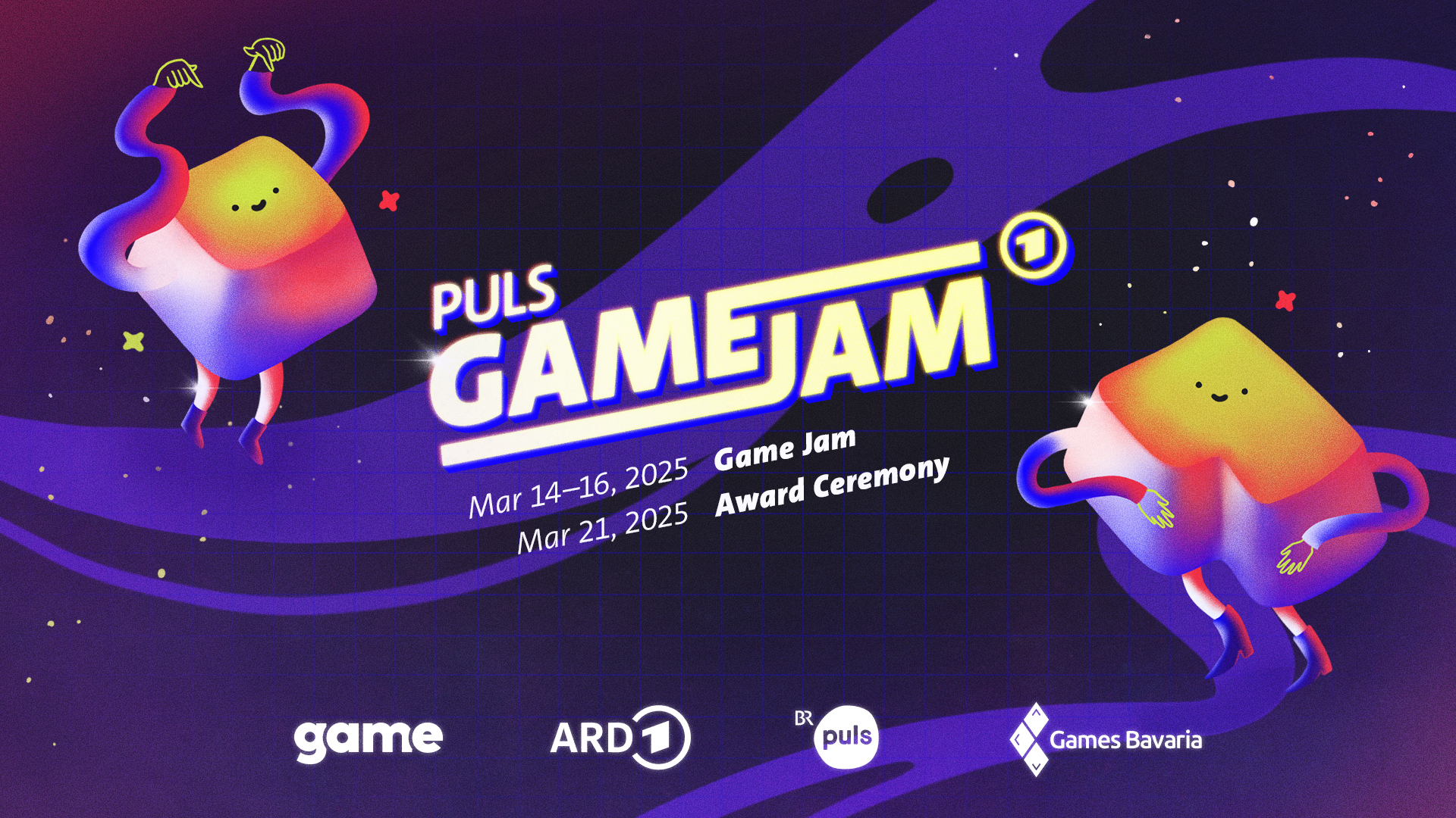 Der digitale Flyer informiert über die wichtigsten Fakten zum PULS Game Jam.
