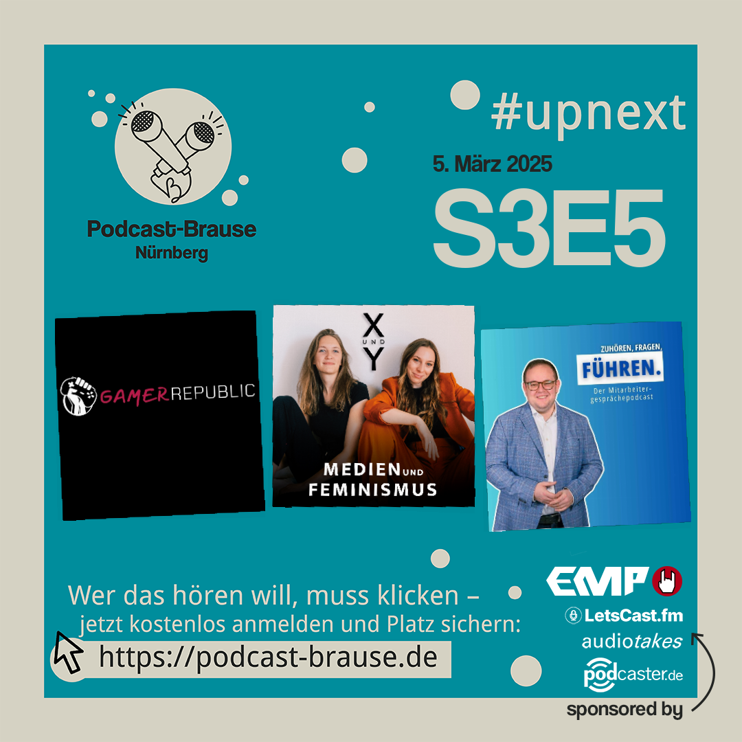 Die Gäste für das live Podcast-Format Podcast-Brause in Nürnberg im Februar 2025