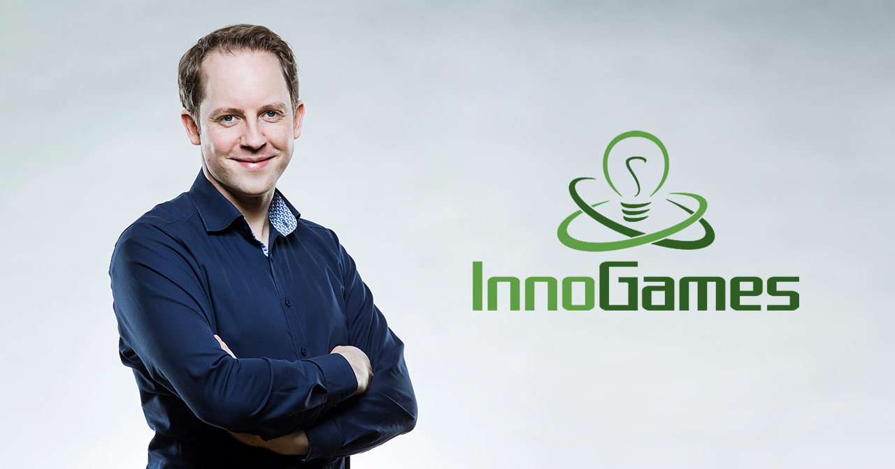 Hendrik Klindworth, CEO und Co-Founder von InnoGames nebst dem Logo des Unternehmens. Quelle/Autor: InnoGames