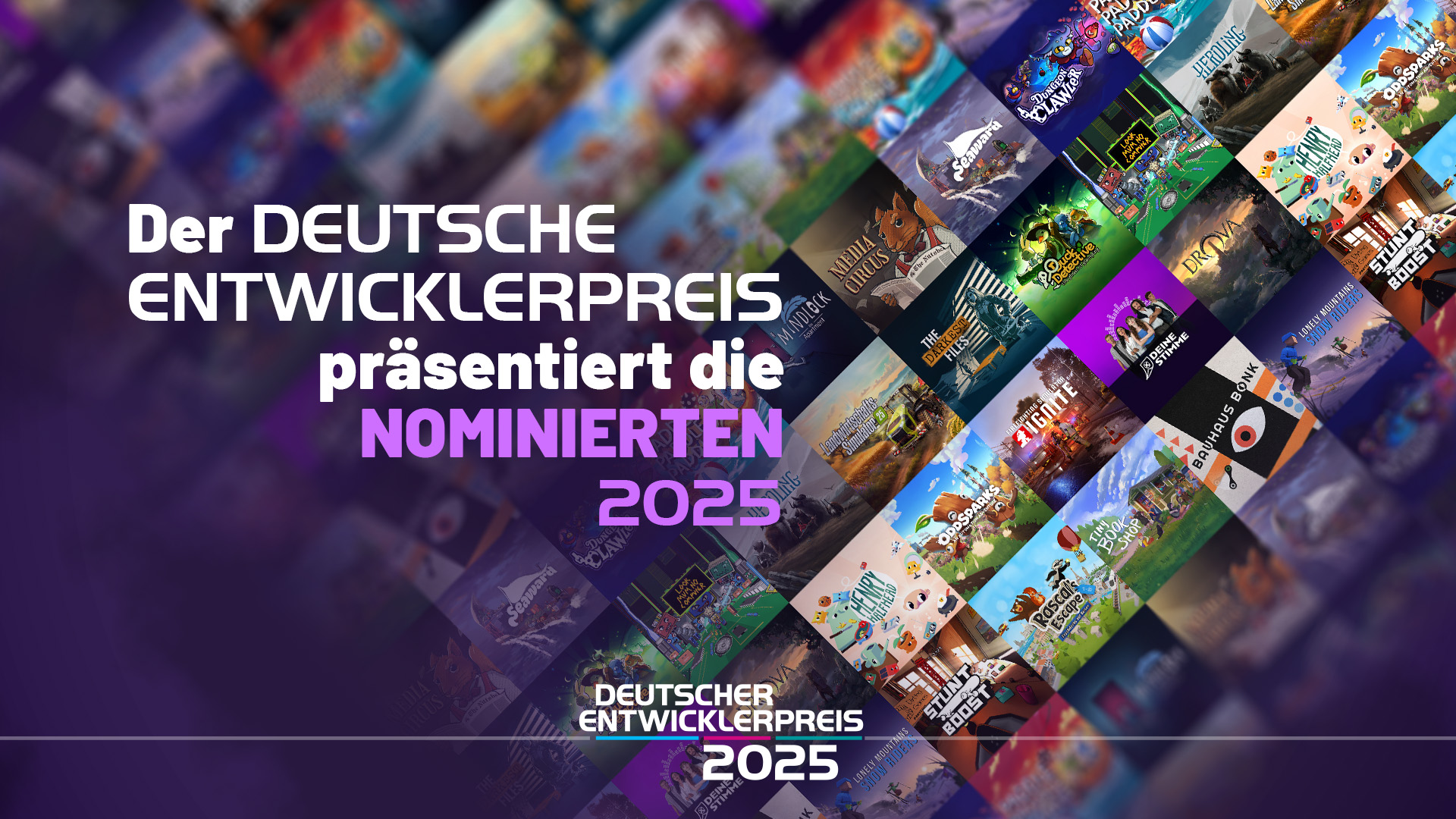 Deutscher Entwicklerpreis 2025: Keyvisual für die Verkündung der Nominierten Quelle/Autor: Deutscher Entwicklerpreis, Quinke Networks