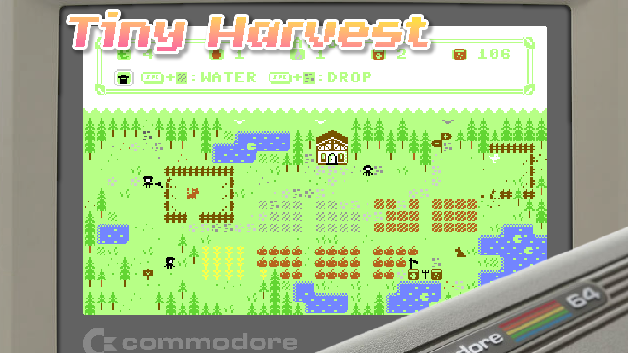 Tiny Harvest ist ein Landwirtschafts-Simulator, der exklussive für den Commodore 64 Ultimate erschienen ist. Quelle / Autor: Artex Software / Commodore